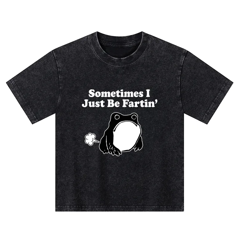 Tokyo-Tiger Farting Frog Japanese Kids Washed T-Shirt