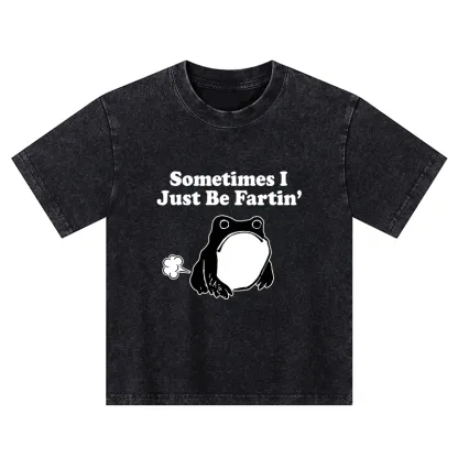 Tokyo-Tiger Farting Frog Japanese Kids Washed T-Shirt