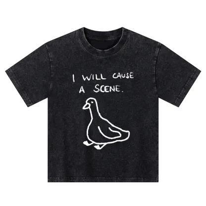 Tokyo-Tiger Stupid Goose Funny Japan Retro Kids Washed T-Shirt