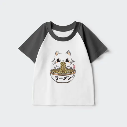 Tokyo-Tiger Purramen Time Kids Raglan T-shirt
