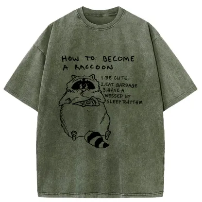 Tokyo-Tiger How To Become A Raccoon Washed T-Shirt