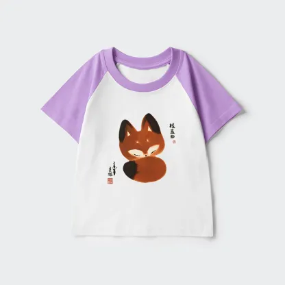 Tokyo-Tiger Cute Fox Kids Raglan T-shirt