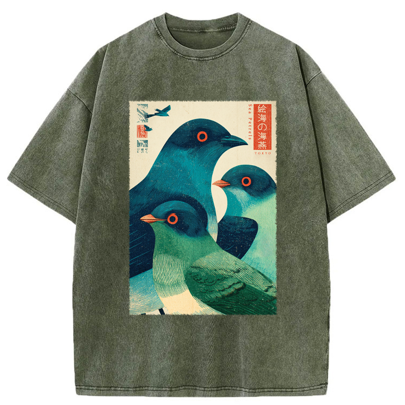 Tokyo-Tiger Petrels Of The Painted Sea Washed T-Shirt