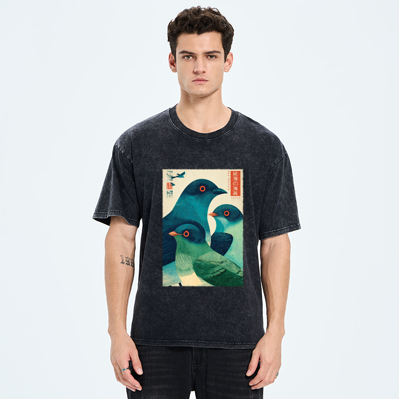 Tokyo-Tiger Petrels Of The Painted Sea Washed T-Shirt