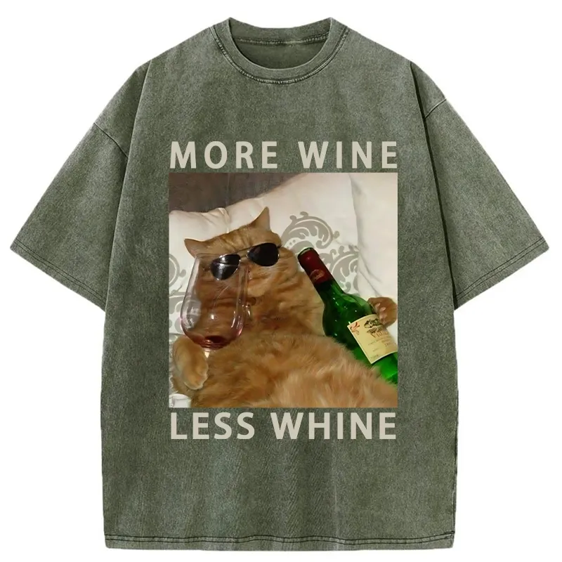 Tokyo-Tiger More Wine Less Whine Washed T-Shirt