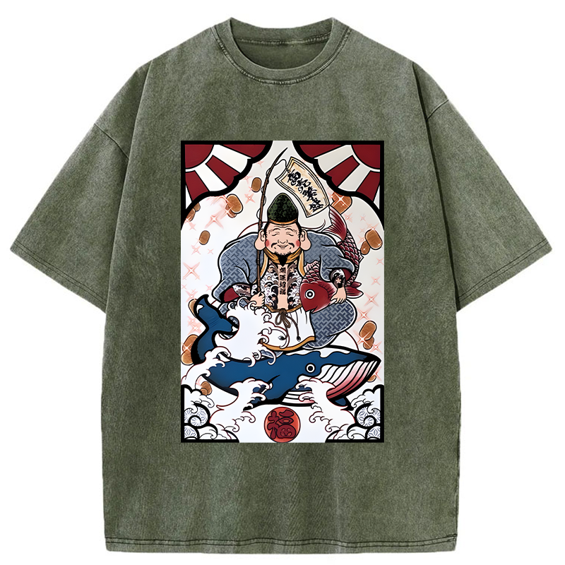 Tokyo-Tiger Ebisu And The Waves Washed T-Shirt