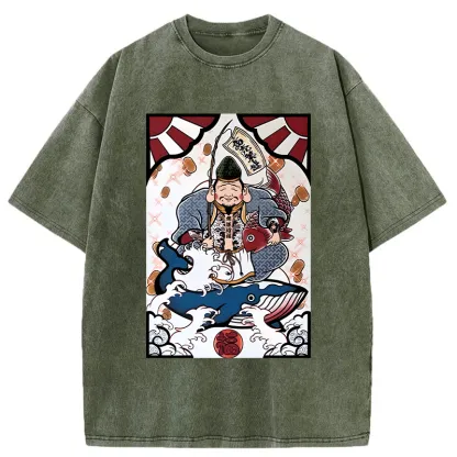 Tokyo-Tiger Ebisu And The Waves Washed T-Shirt