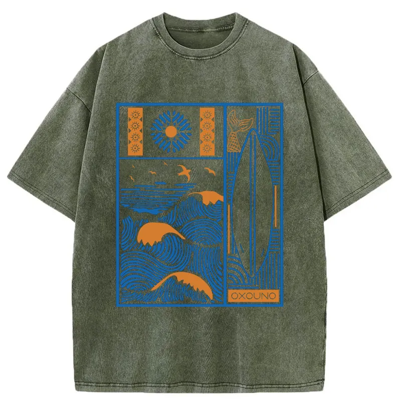 Tokyo-Tiger Minimalist Art Washed T-Shirt