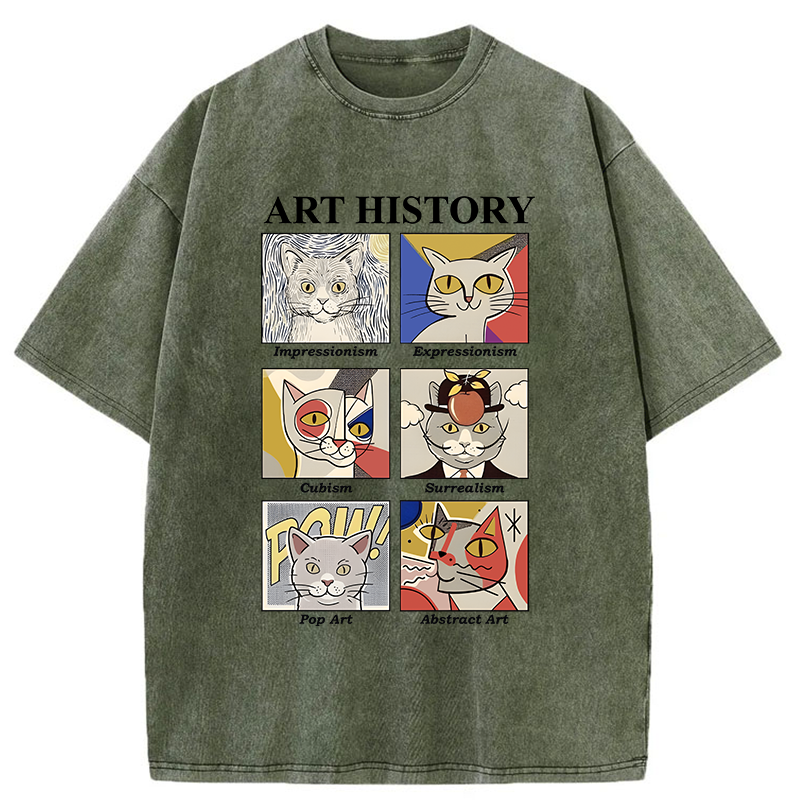 Tokyo-Tiger Art History About Cats Washed T-Shirt