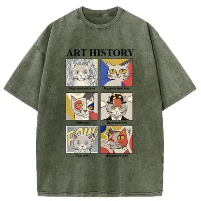 Tokyo-Tiger Art History About Cats Washed T-Shirt