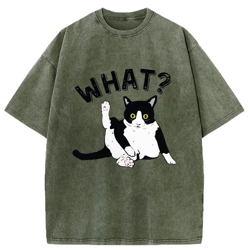 Tokyo-Tiger Cat's Question Washed T-Shirt