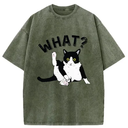 Tokyo-Tiger Cat's Question Washed T-Shirt