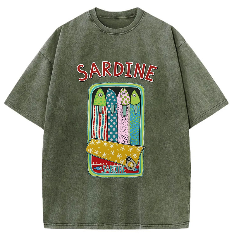 Tokyo-Tiger Colorful Sardines Washed T-Shirt