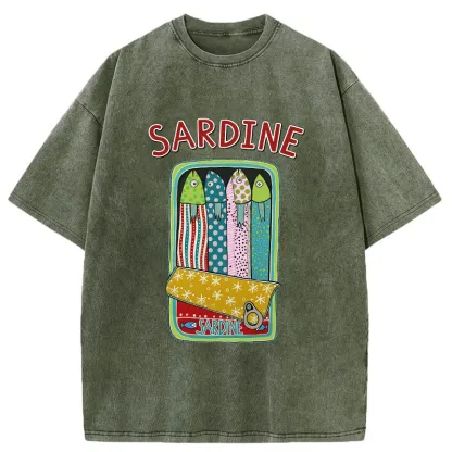 Tokyo-Tiger Colorful Sardines Washed T-Shirt