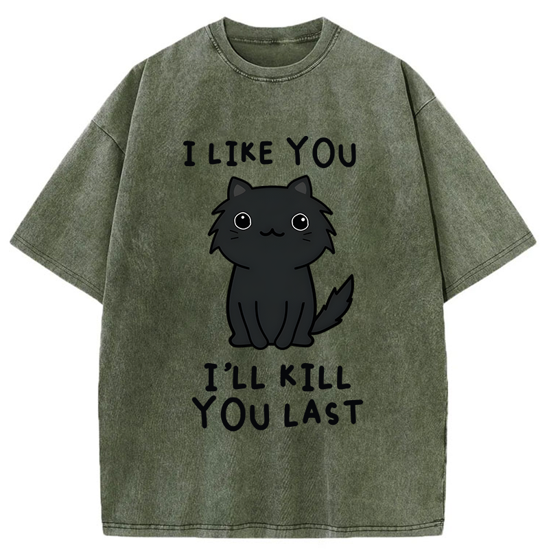 Tokyo-Tiger Black Cat Preparing For Assassination Washed T-Shirt