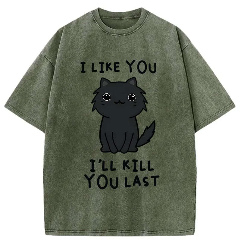 Tokyo-Tiger Black Cat Preparing For Assassination Washed T-Shirt