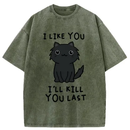 Tokyo-Tiger Black Cat Preparing For Assassination Washed T-Shirt
