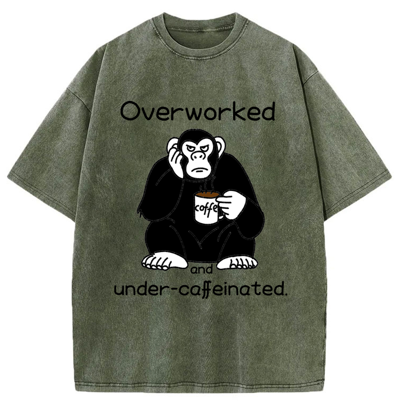 Tokyo-Tiger Overworked And Under-caffeinated Washed T-Shirt