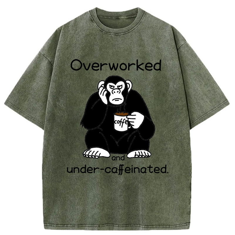Tokyo-Tiger Overworked And Under-caffeinated Washed T-Shirt