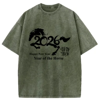 Tokyo-Tiger Year of the Horse 2026 Washed T-Shirt