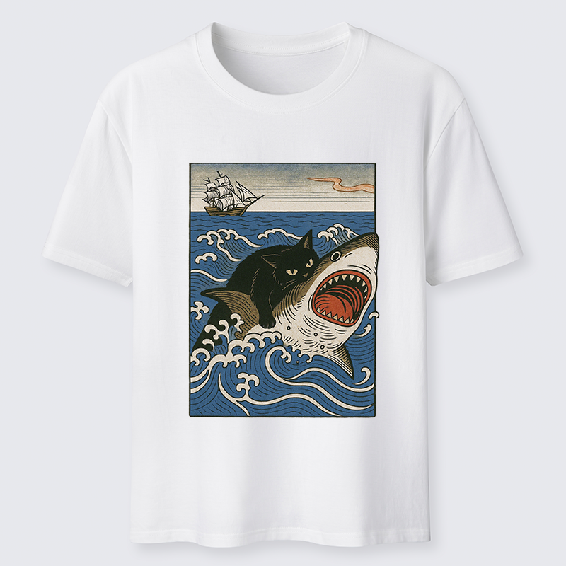 Tokyo-Tiger Cat Hunting Shark Classic T-Shirt