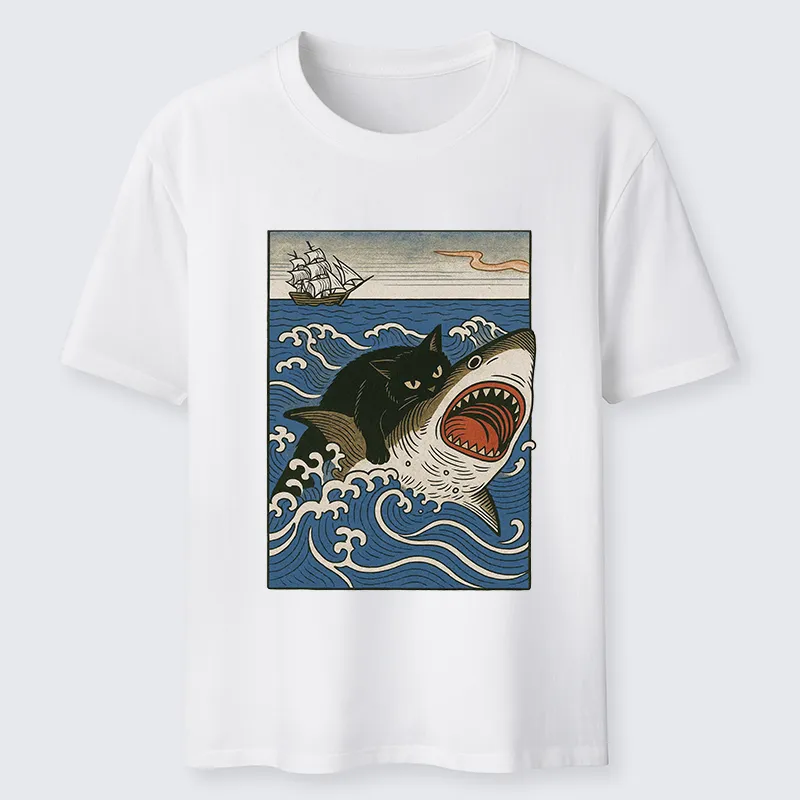 Tokyo-Tiger Cat Hunting Shark Classic T-Shirt