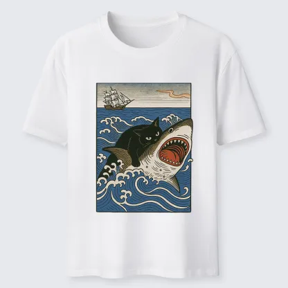 Tokyo-Tiger Cat Hunting Shark Classic T-Shirt