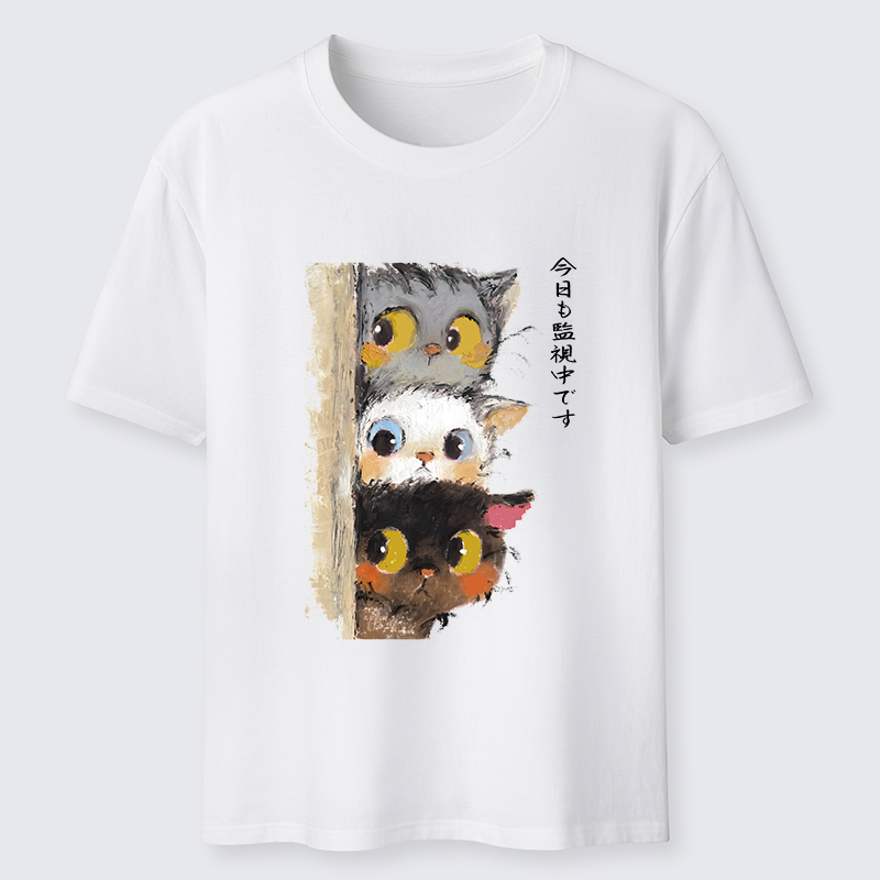 Tokyo-Tiger Three Cats Secretly Monitor Their Owner Classic T-Shirt