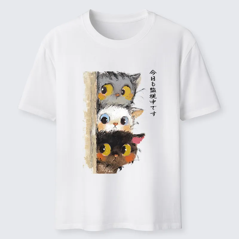 Tokyo-Tiger Three Cats Secretly Monitor Their Owner Classic T-Shirt