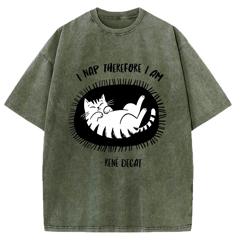 Tokyo-Tiger Cat Staying In Its Nest Washed T-Shirt