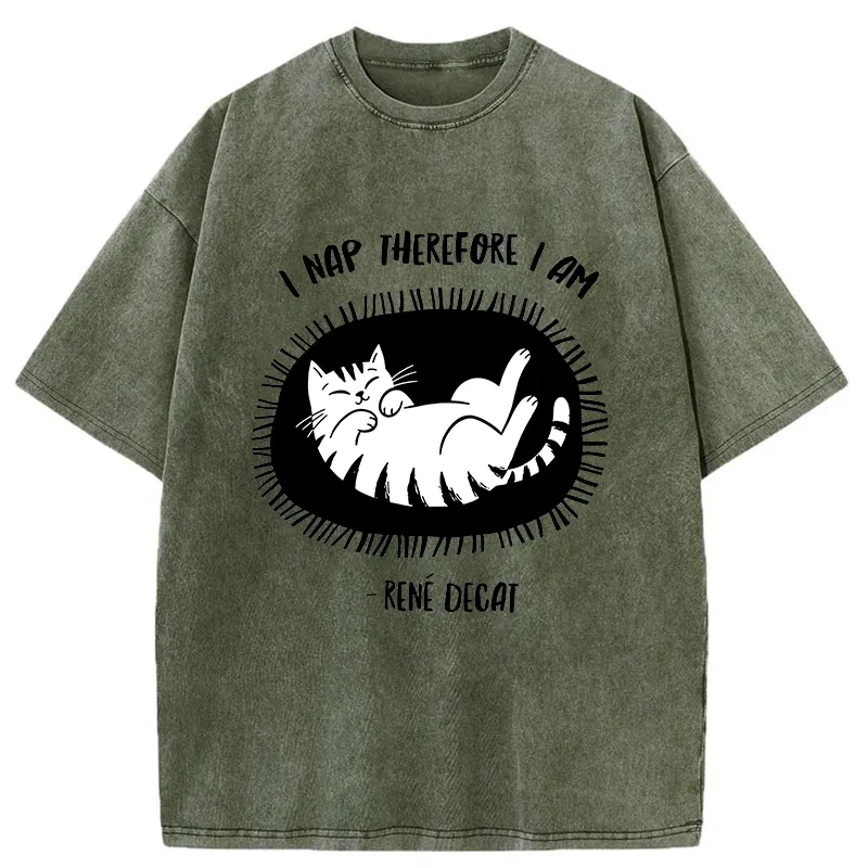 Tokyo-Tiger Cat Staying In Its Nest Washed T-Shirt