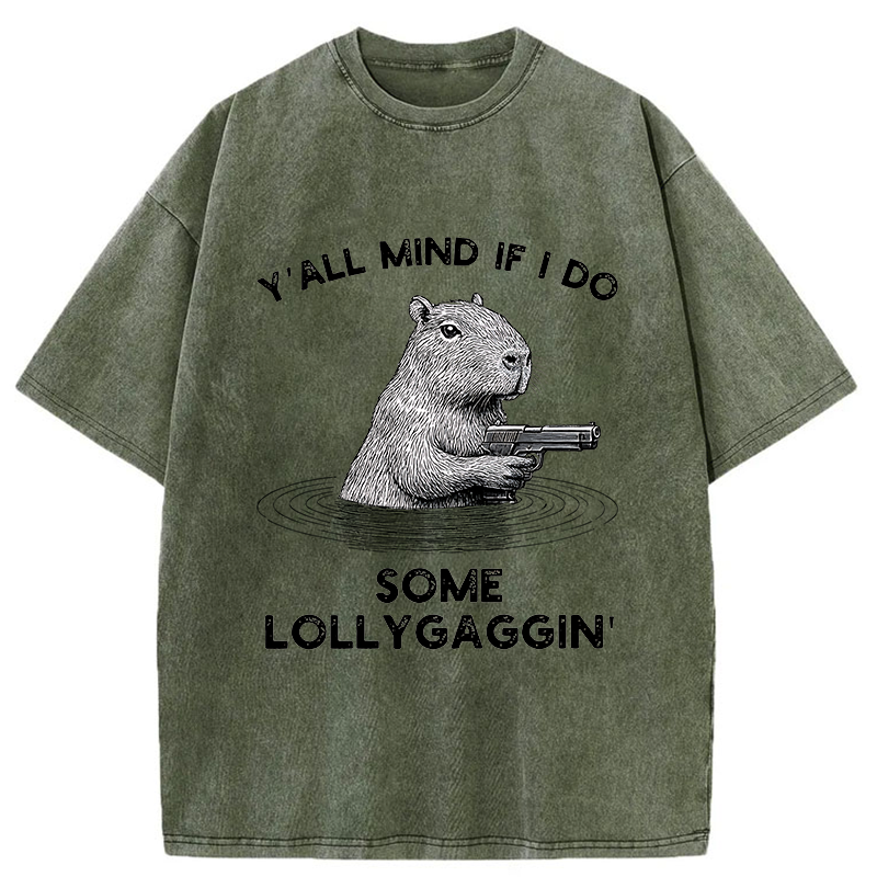 Tokyo-Tiger Capybara That Wants To Be Lazy Washed T-Shirt
