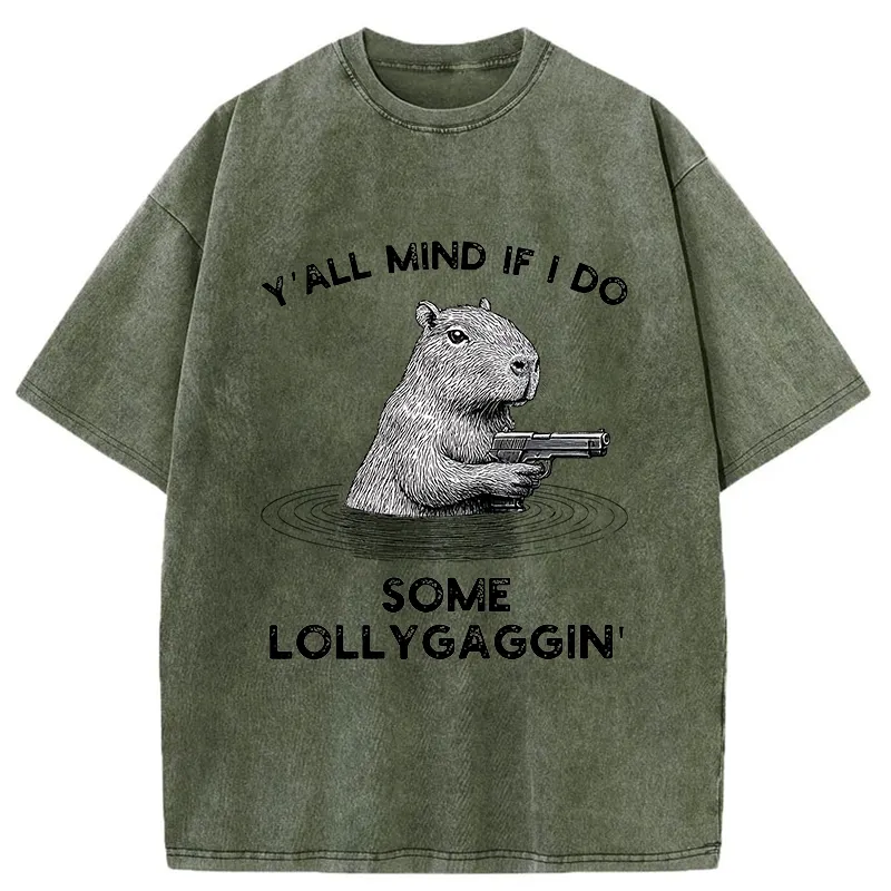 Tokyo-Tiger Capybara That Wants To Be Lazy Washed T-Shirt