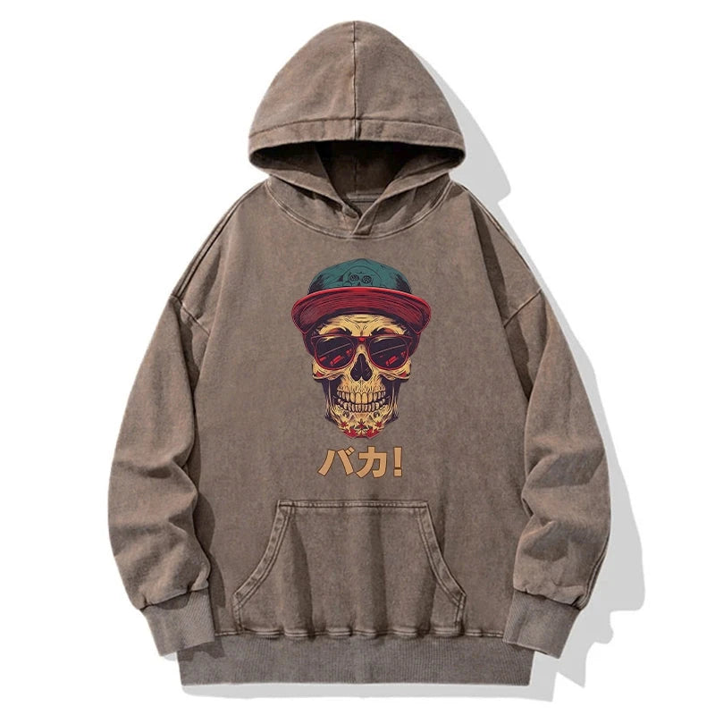 Tokyo-Tiger Fashion Skull Japanese Washed Hoodie