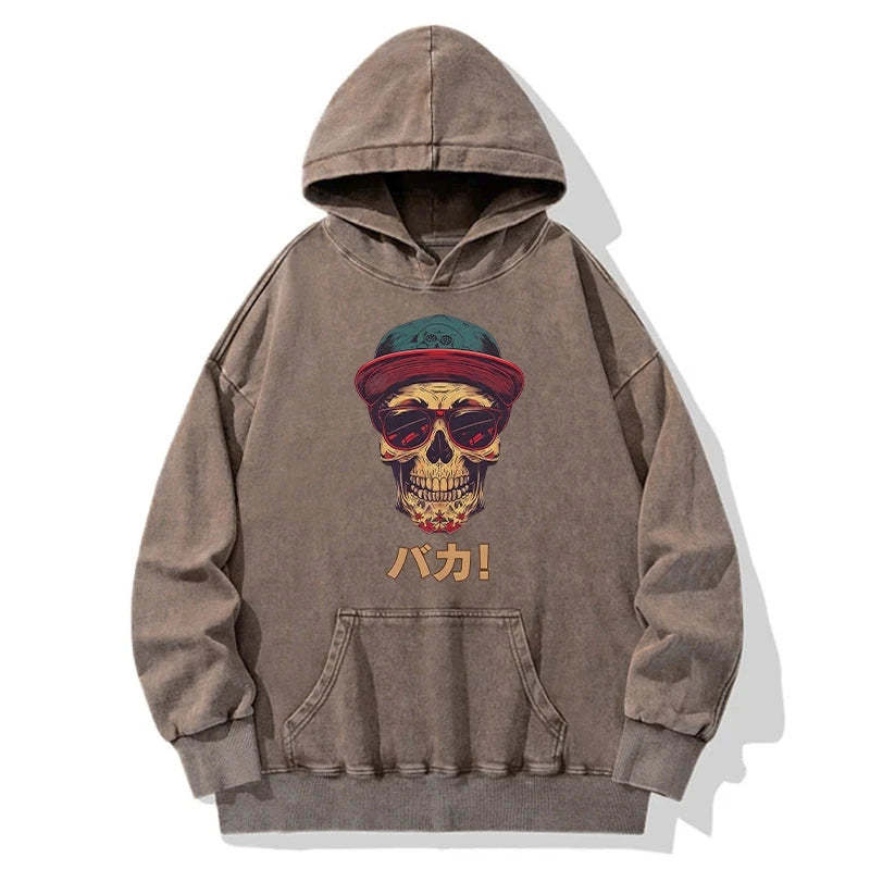 Tokyo-Tiger Fashion Skull Japanese Washed Hoodie