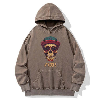 Tokyo-Tiger Fashion Skull Japanese Washed Hoodie