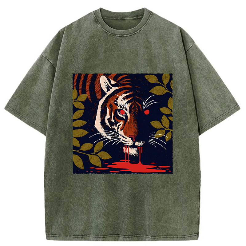 Tokyo-Tiger Tiger Lurking In The Darkness Washed T-Shirt