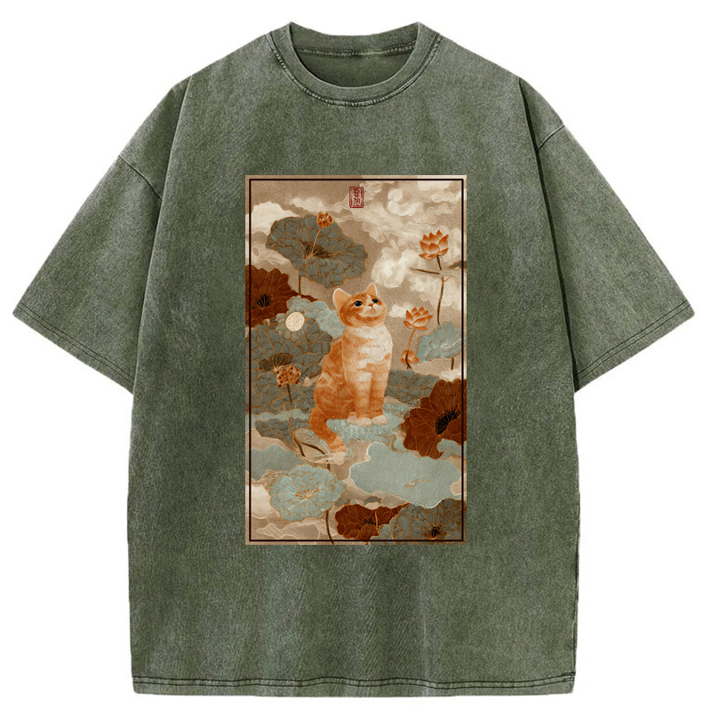 Tokyo-Tiger Lotus Pond Serenity Washed T-Shirt