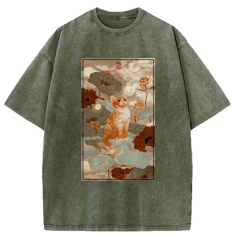 Tokyo-Tiger Lotus Pond Serenity Washed T-Shirt