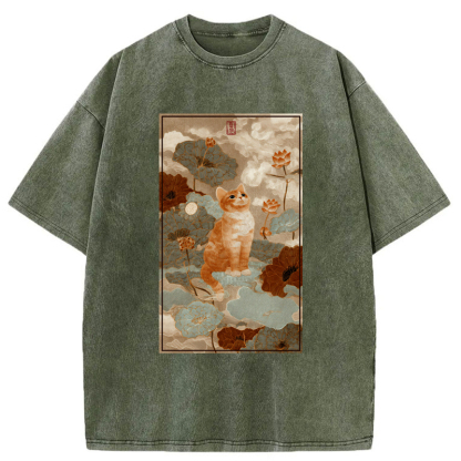 Tokyo-Tiger Lotus Pond Serenity Washed T-Shirt