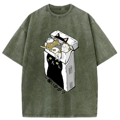 Tokyo-Tiger Have A Catgarette？ Washed T-Shirt