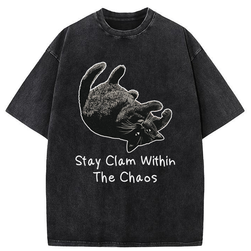 Tokyo-Tiger Stay Clam Within The Chaos Washed T-Shirt
