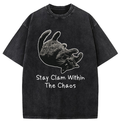 Tokyo-Tiger Stay Clam Within The Chaos Washed T-Shirt