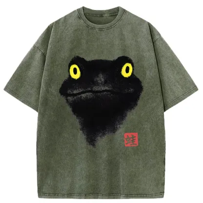 Tokyo-Tiger Ink Painting Of A Frog Washed T-Shirt