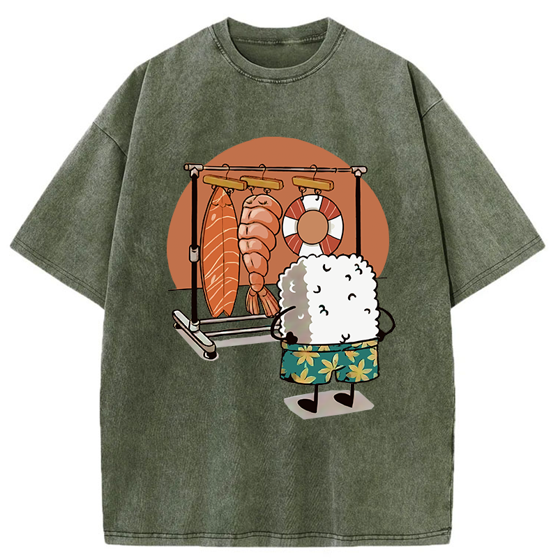 Tokyo-Tiger Sushi Is Getting Ready To Go Swimming Washed T-Shirt