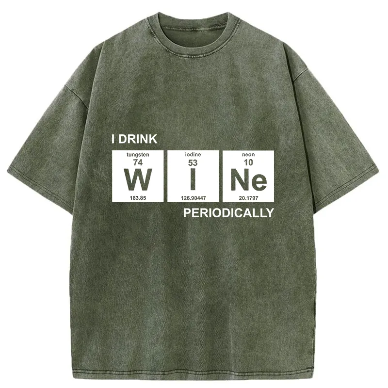 Tokyo-Tiger Periodic Table Of Alcoholic Beverages Washed T-Shirt