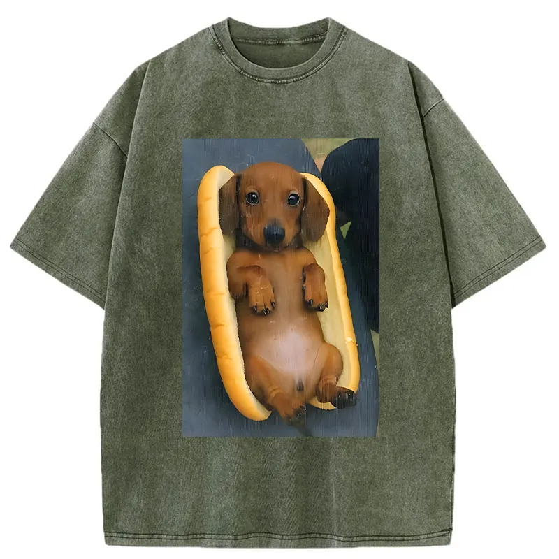 Tokyo-Tiger Dachshund Funny Washed T-Shirt