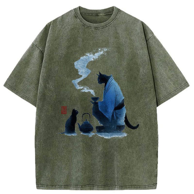 Tokyo-Tiger Midnight Tea Ceremony Washed T-Shirt
