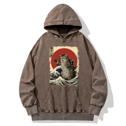 Tokyo-Tiger Catzilla Is Causing Destruction Washed Hoodie