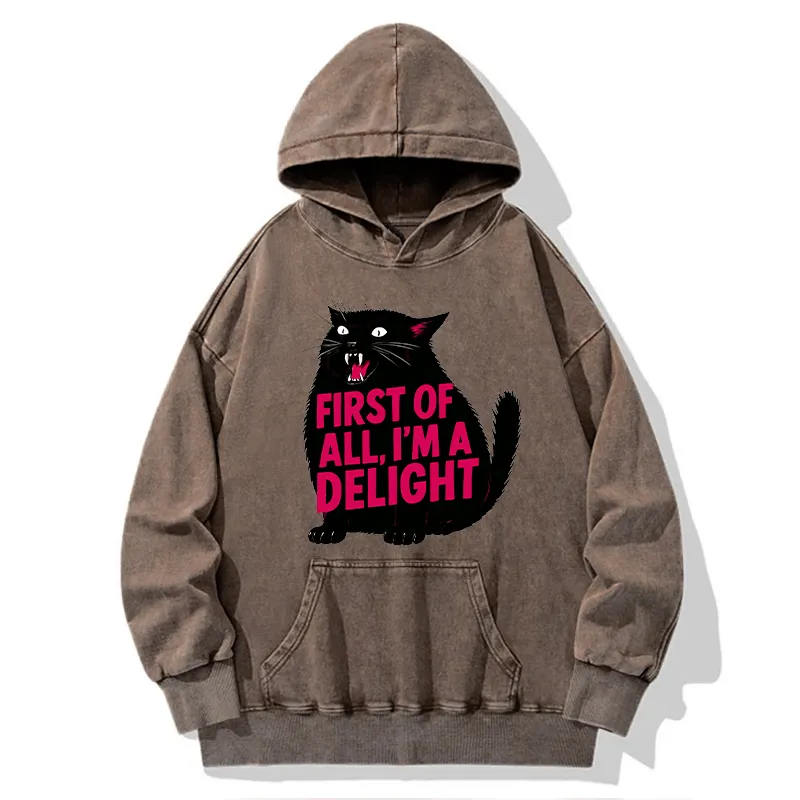 Tokyo-Tiger Roaring Black Cat Washed Hoodie